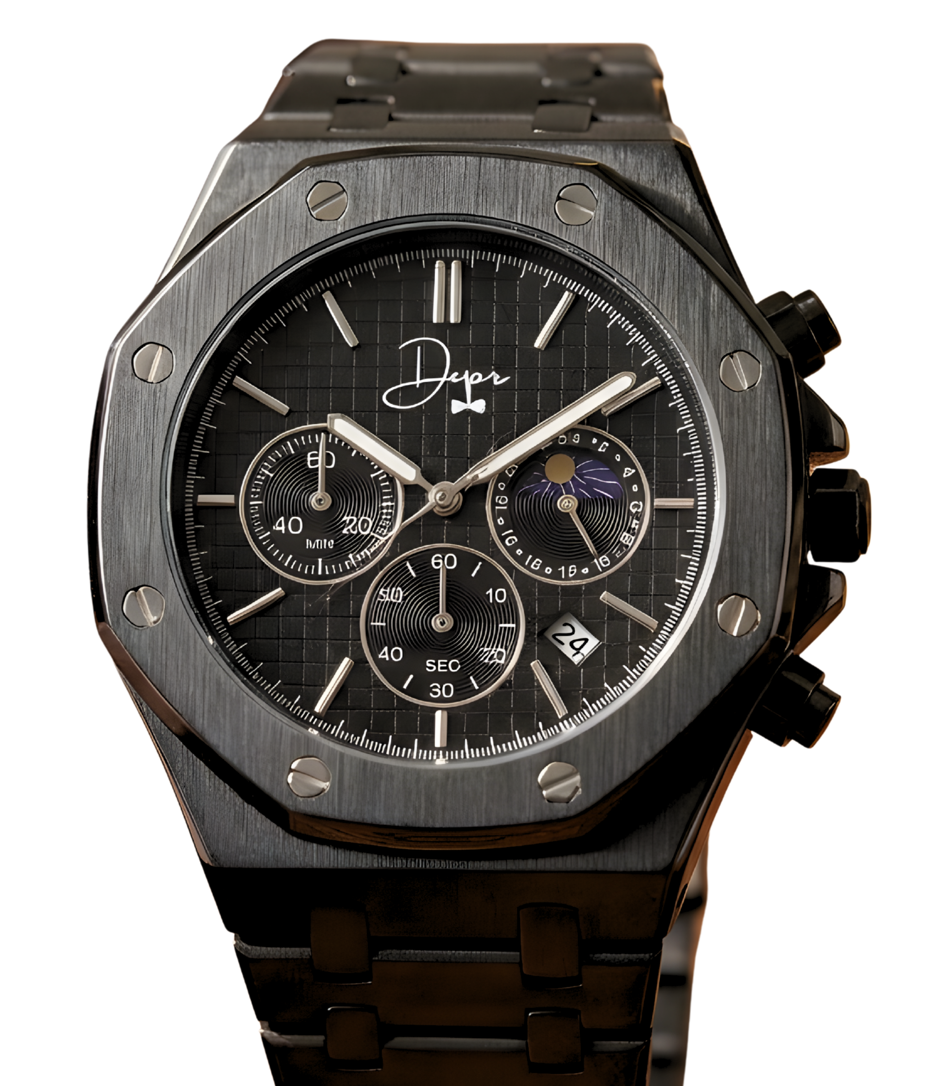 Reloj de Acero Inoxidable Negro - ChronoLunar Todo Negro de Dapper Watches