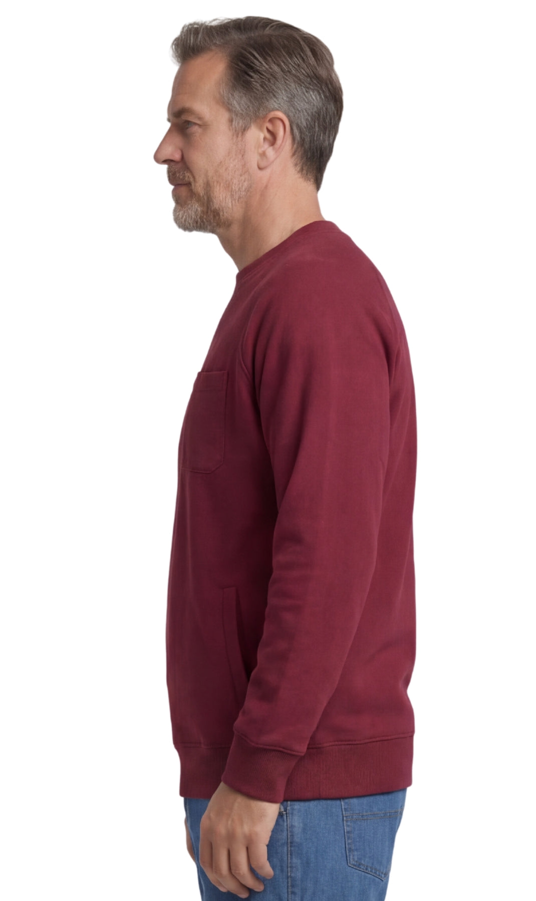 Sudadera de felpa para hombre de 3 bolsillos con costuras raglán, bolsillo en el pecho y cuello sin etiqueta