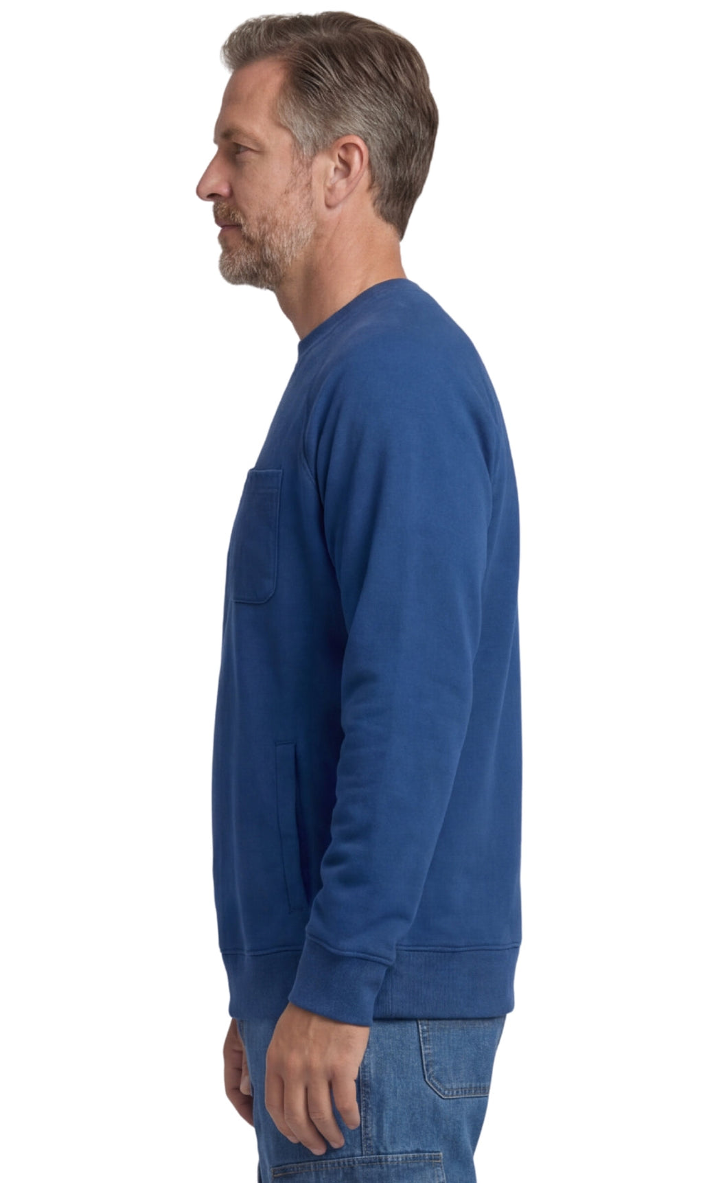 Sudadera de felpa para hombre de 3 bolsillos con costuras raglán, bolsillo en el pecho y cuello sin etiqueta
