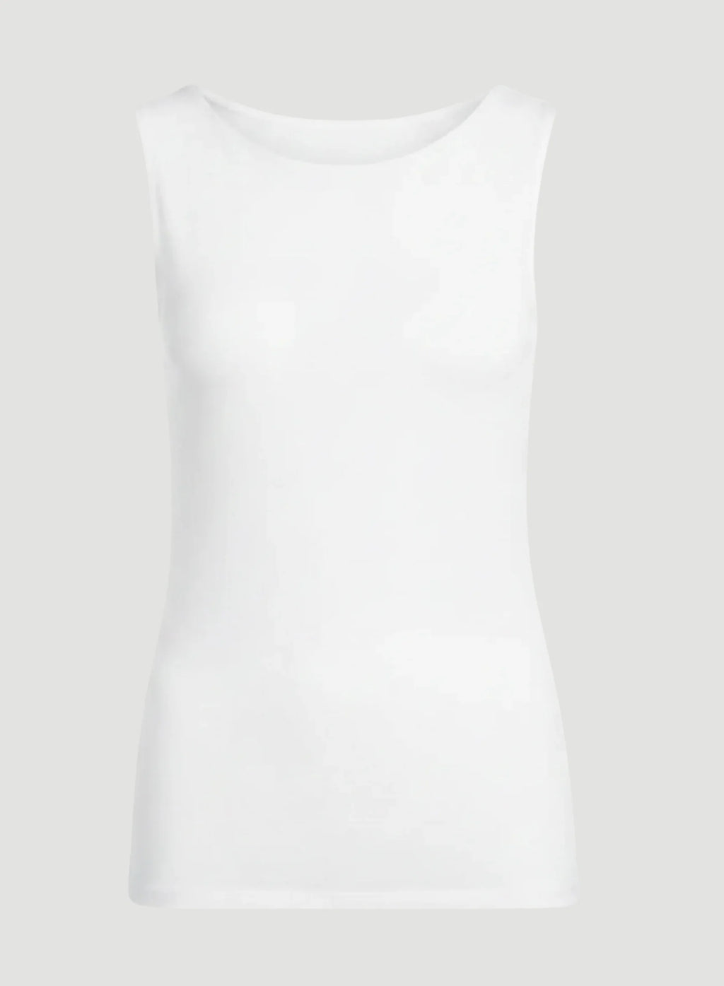 Camiseta sin mangas con cuello redondo y borde merrow suave al tacto