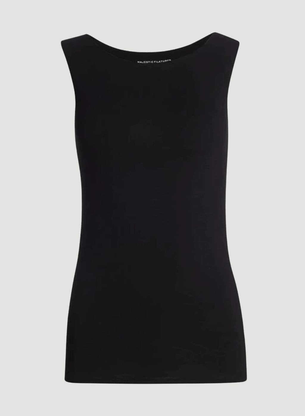 Camiseta sin mangas con cuello redondo y borde merrow suave al tacto