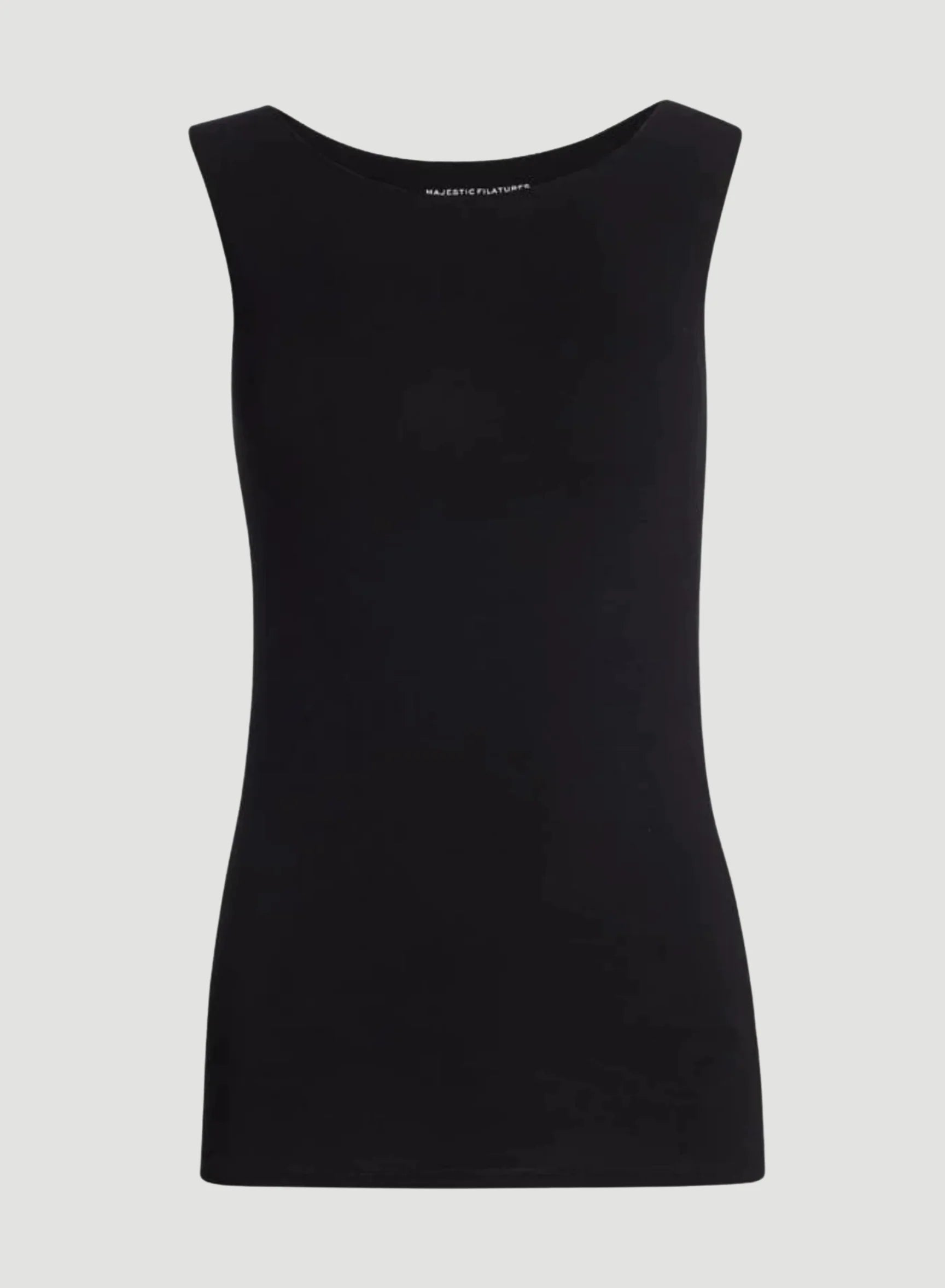 Camiseta sin mangas con cuello redondo y borde merrow suave al tacto
