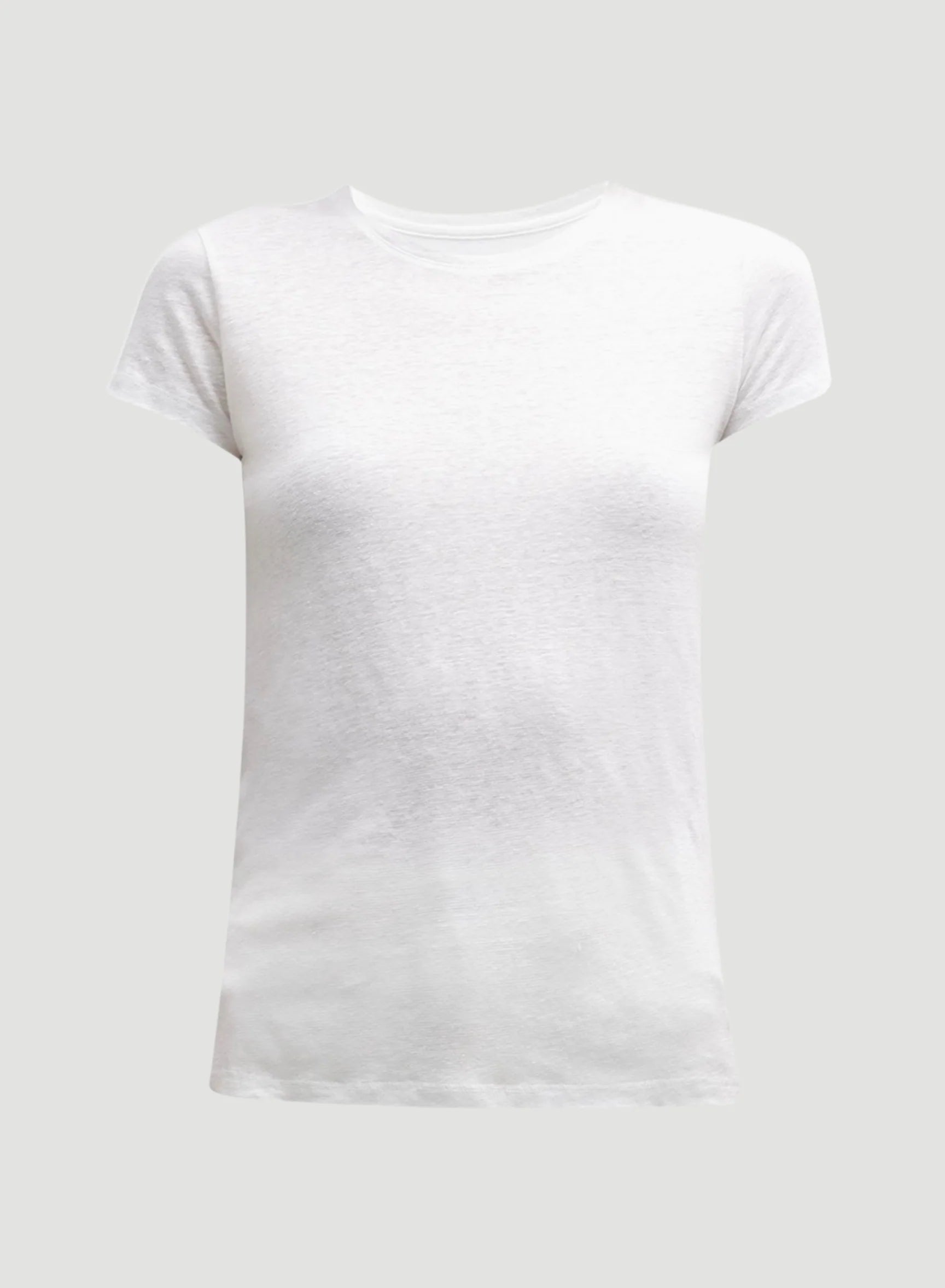 Camiseta elástica de manga corta y cuello redondo de lino