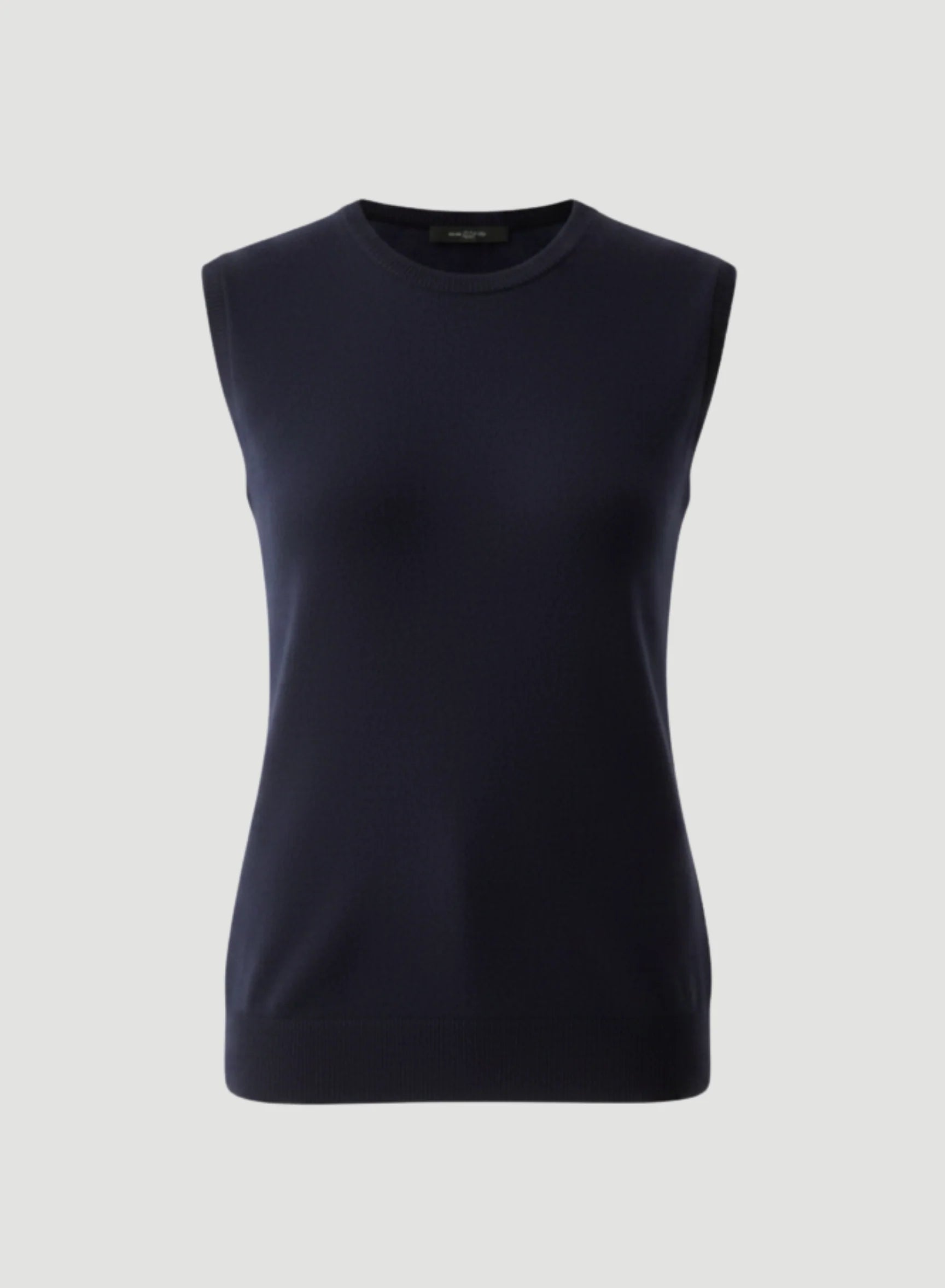 Camiseta sin mangas de cachemir lavable a máquina con cuello redondo 100%