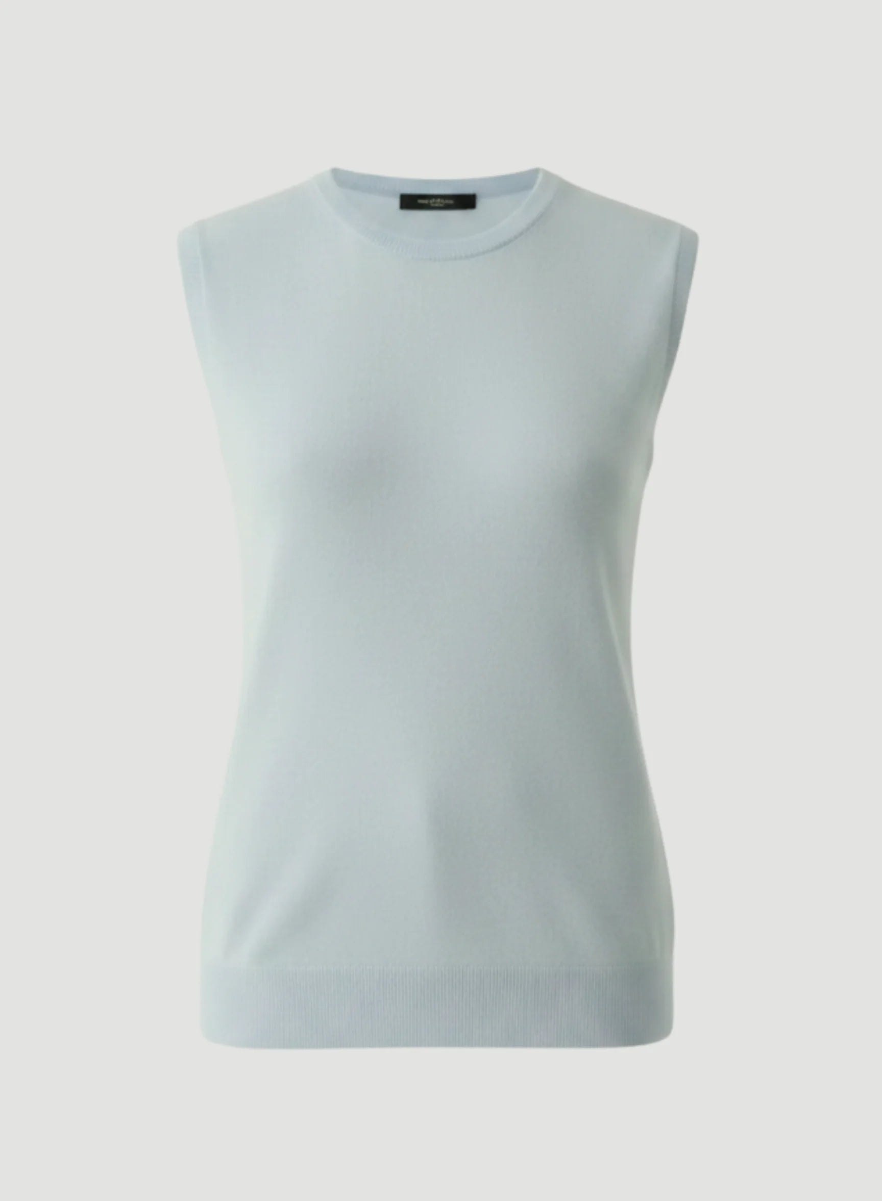 Camiseta sin mangas de cachemir lavable a máquina con cuello redondo 100%