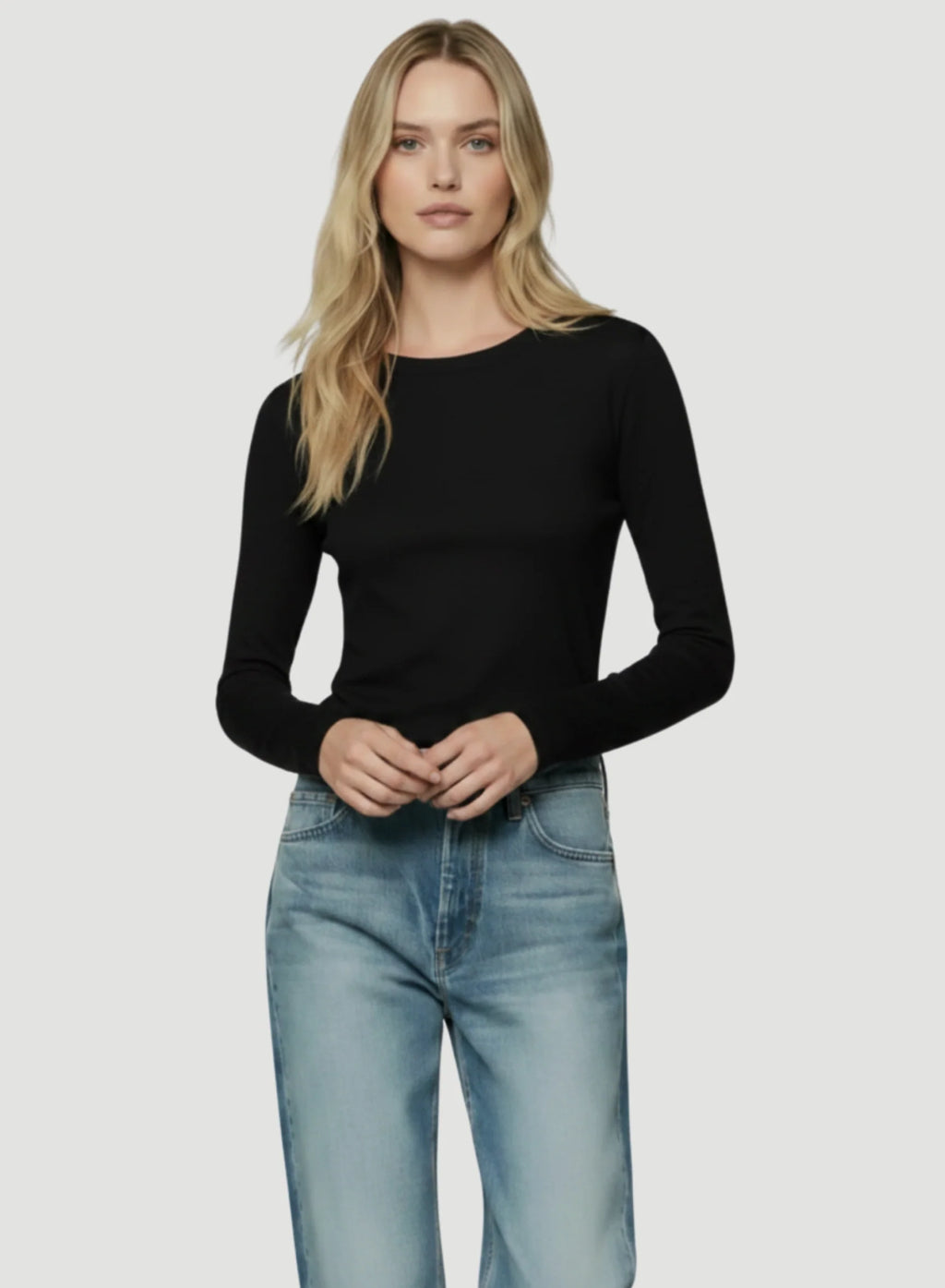 100% Machine Washable Cashmere Long Sleeve Crewneck T-Shirt