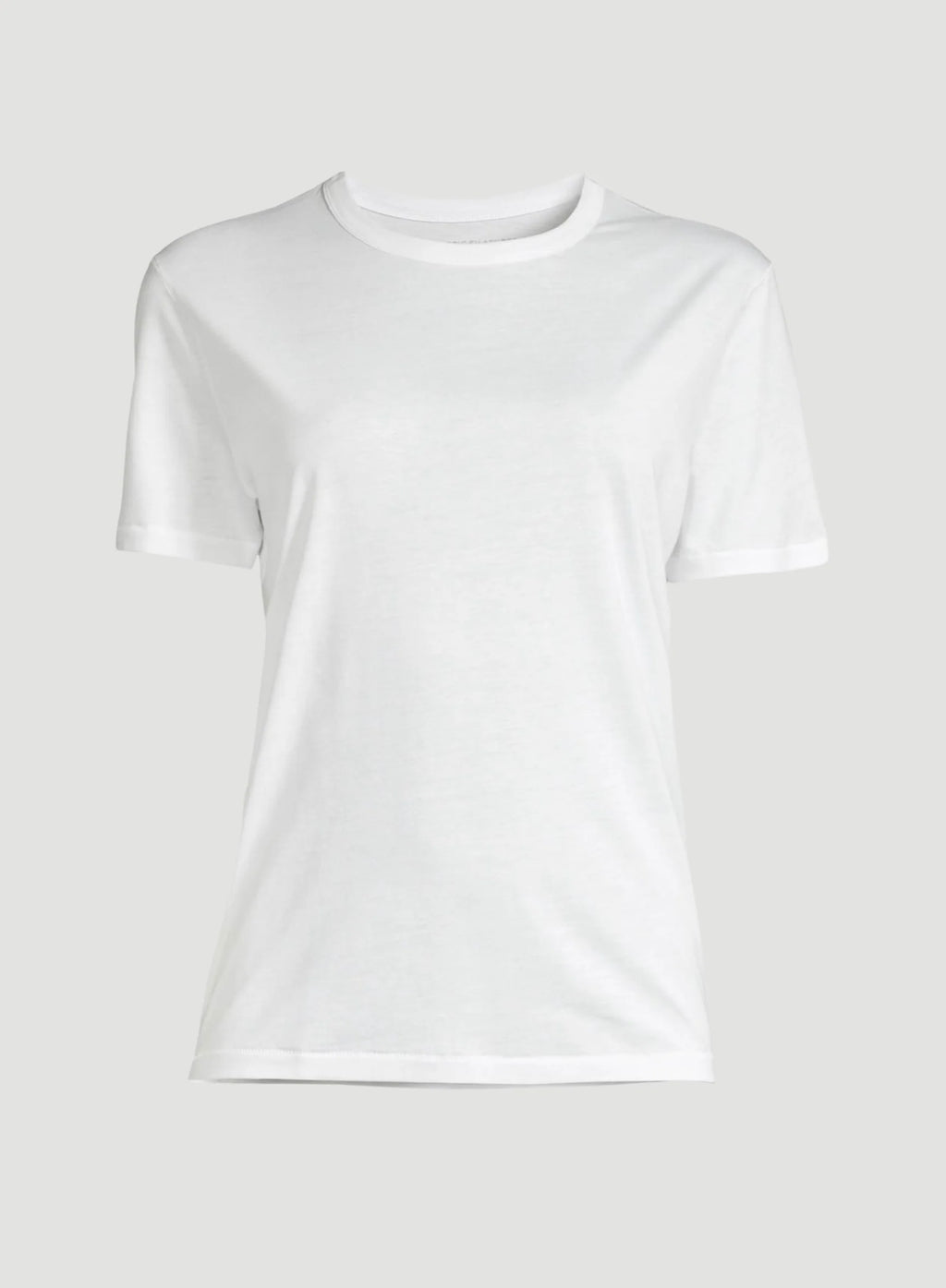 Camiseta de manga corta de lyocell y algodón con cuello redondo semientallado