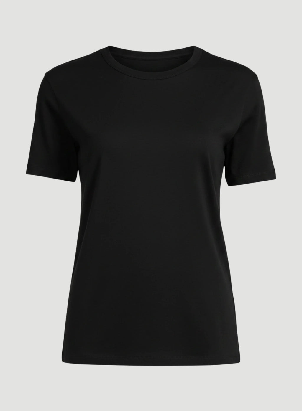 Camiseta de manga corta de lyocell y algodón, cuello redondo semi relajado