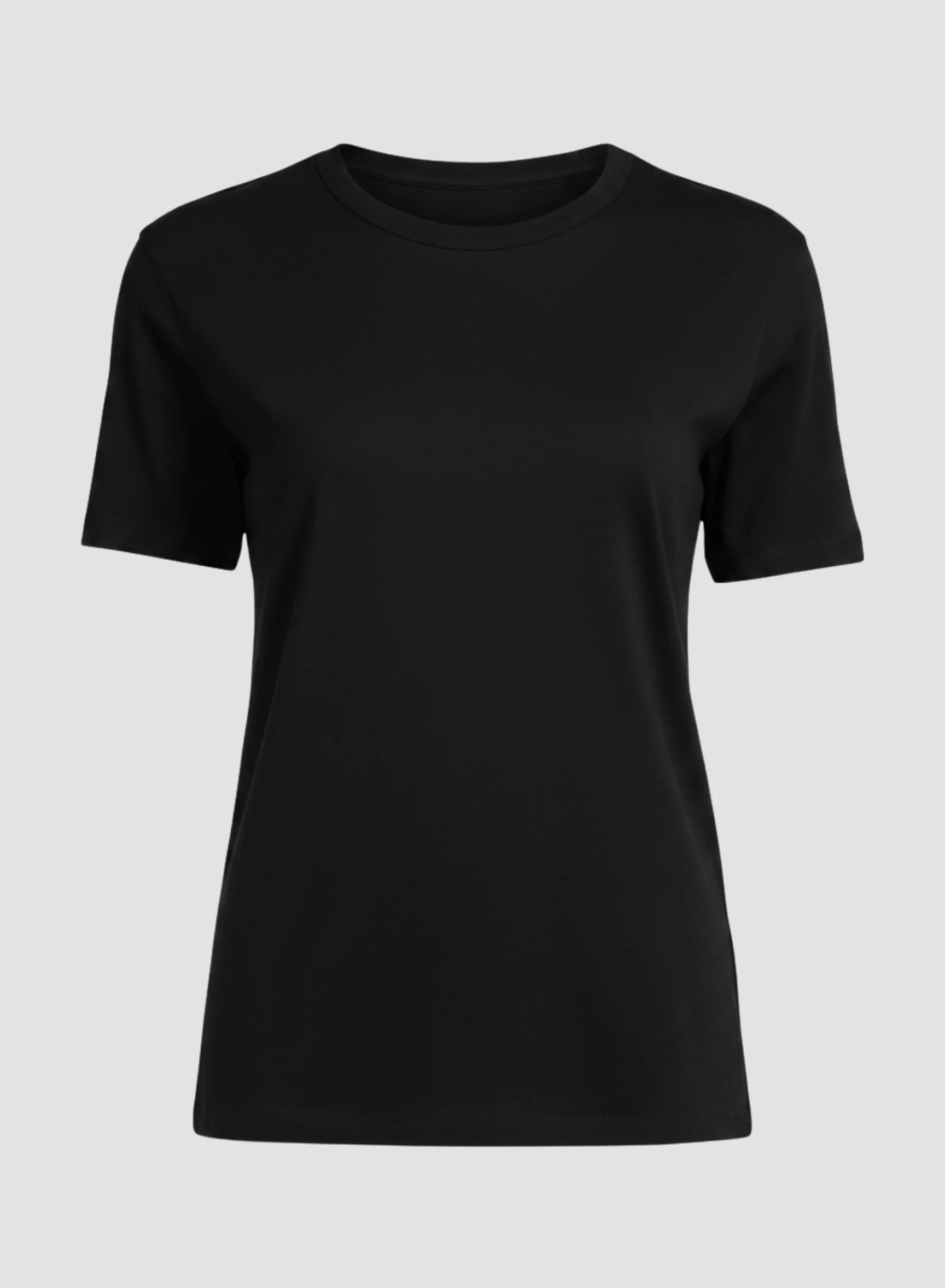 Camiseta de manga corta de lyocell y algodón, cuello redondo semi relajado
