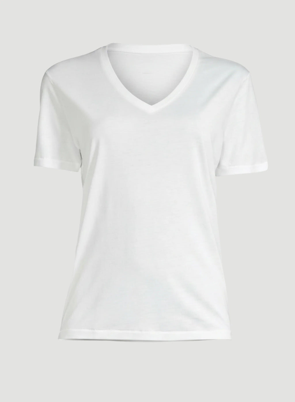 Camiseta de manga corta con cuello de pico semiholgado de lyocell y algodón