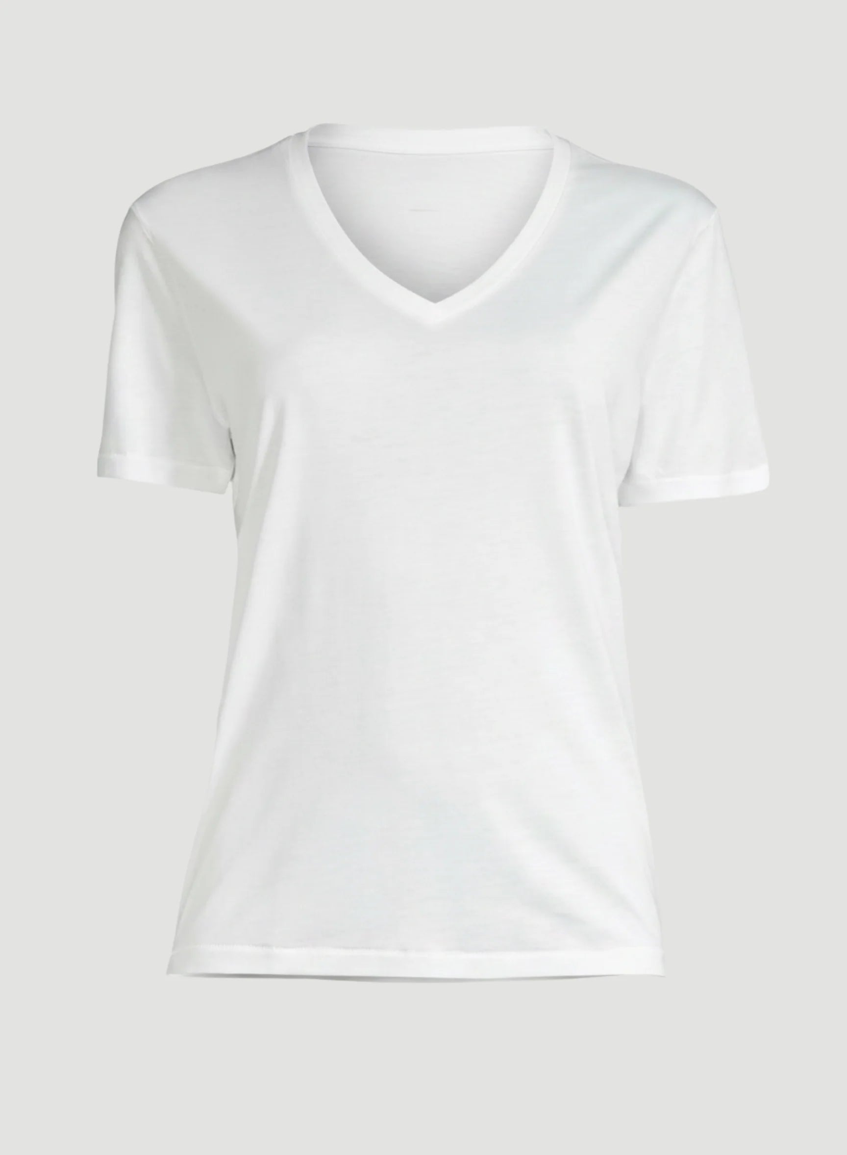 Camiseta de manga corta con cuello de pico semiholgado de lyocell y algodón