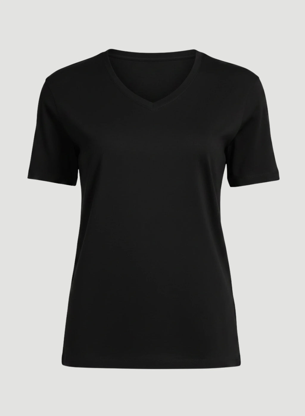 Camiseta de cuello de pico, manga corta y corte semirelax de algodón y lyocell