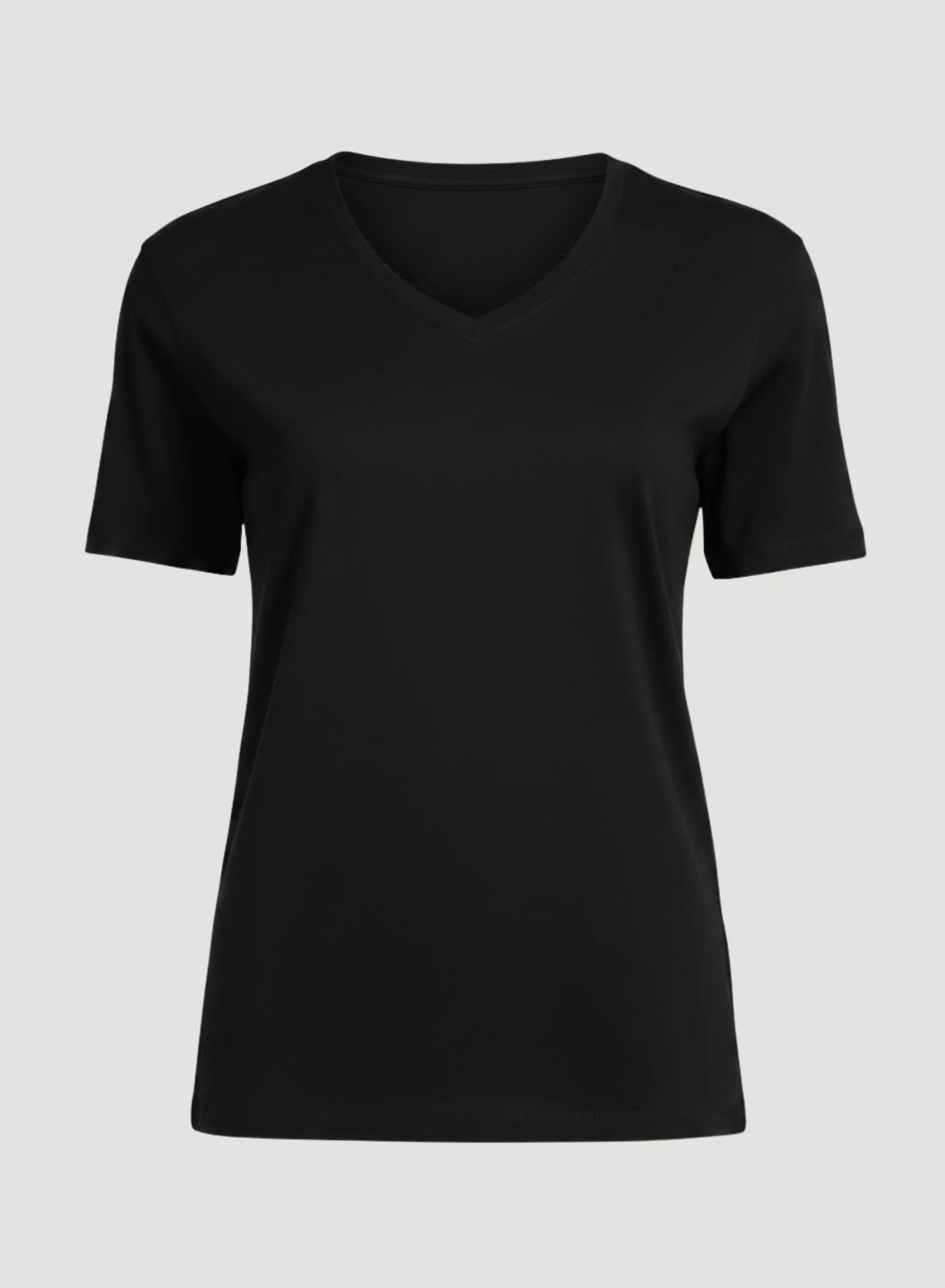Camiseta de cuello de pico, manga corta y corte semirelax de algodón y lyocell