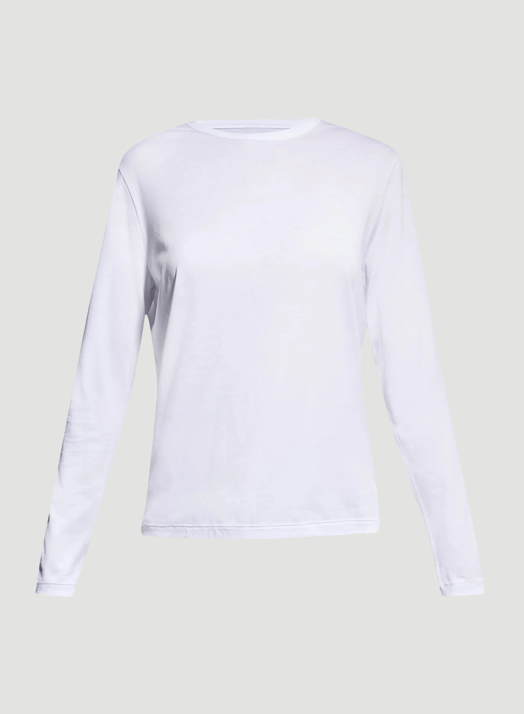 Camiseta de cuello redondo semientallada de manga larga de algodón y lyocell