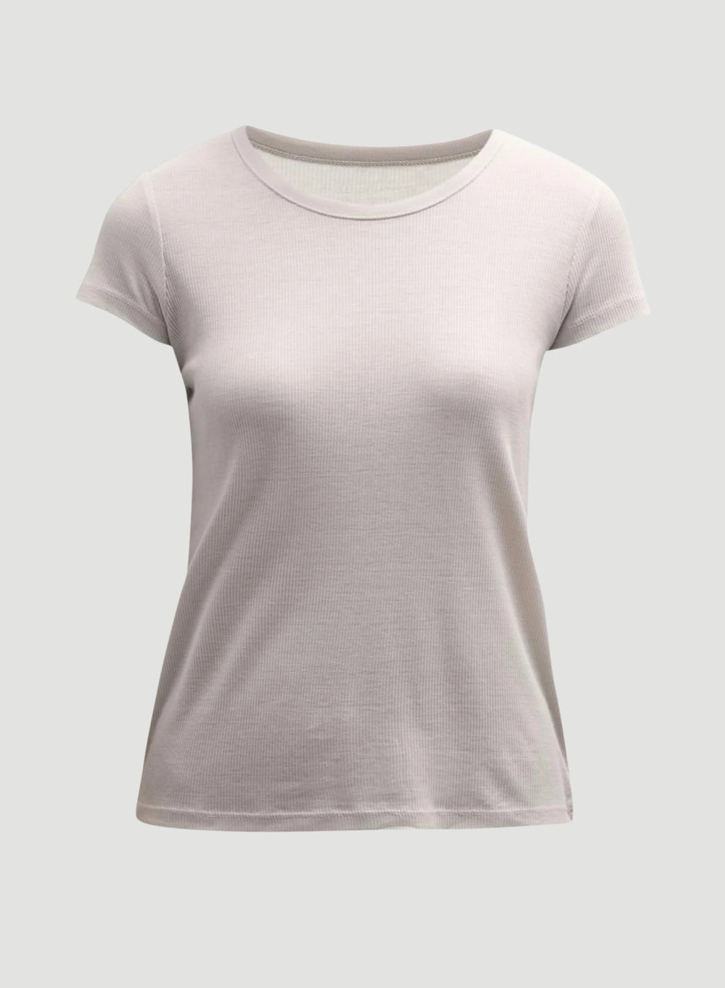 Camiseta de cuello redondo y manga corta de canalé de lyocell y algodón para bebé