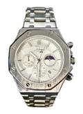 Reloj de Acero Inoxidable Plateado – Esfera Blanca ChronoLunar de Dapper Watches