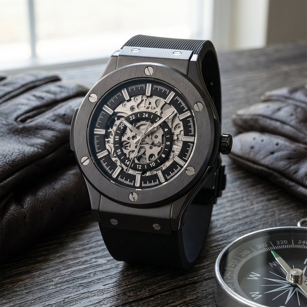 Reloj esqueleto de acero inoxidable - El 199 Gunmetal de Dapper Watches