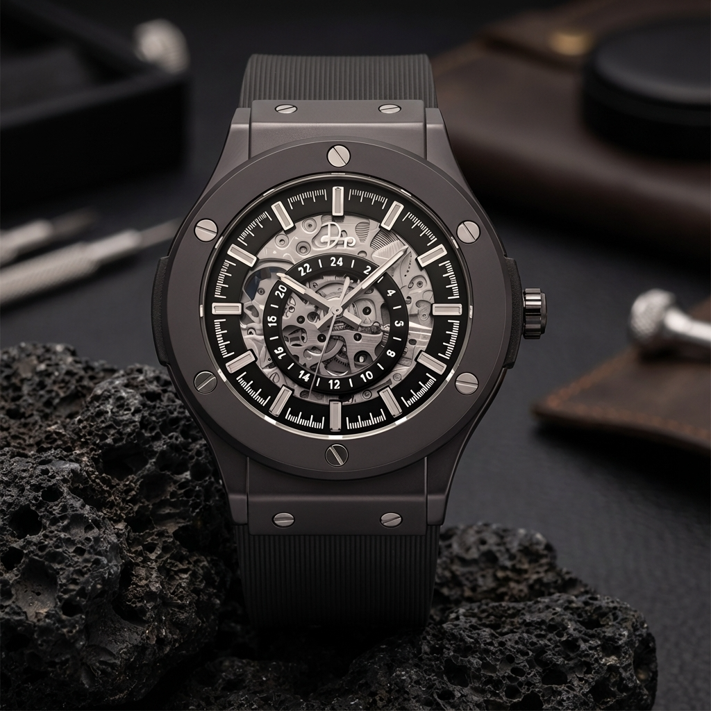 Reloj esqueleto de acero inoxidable - El 199 Gunmetal de Dapper Watches
