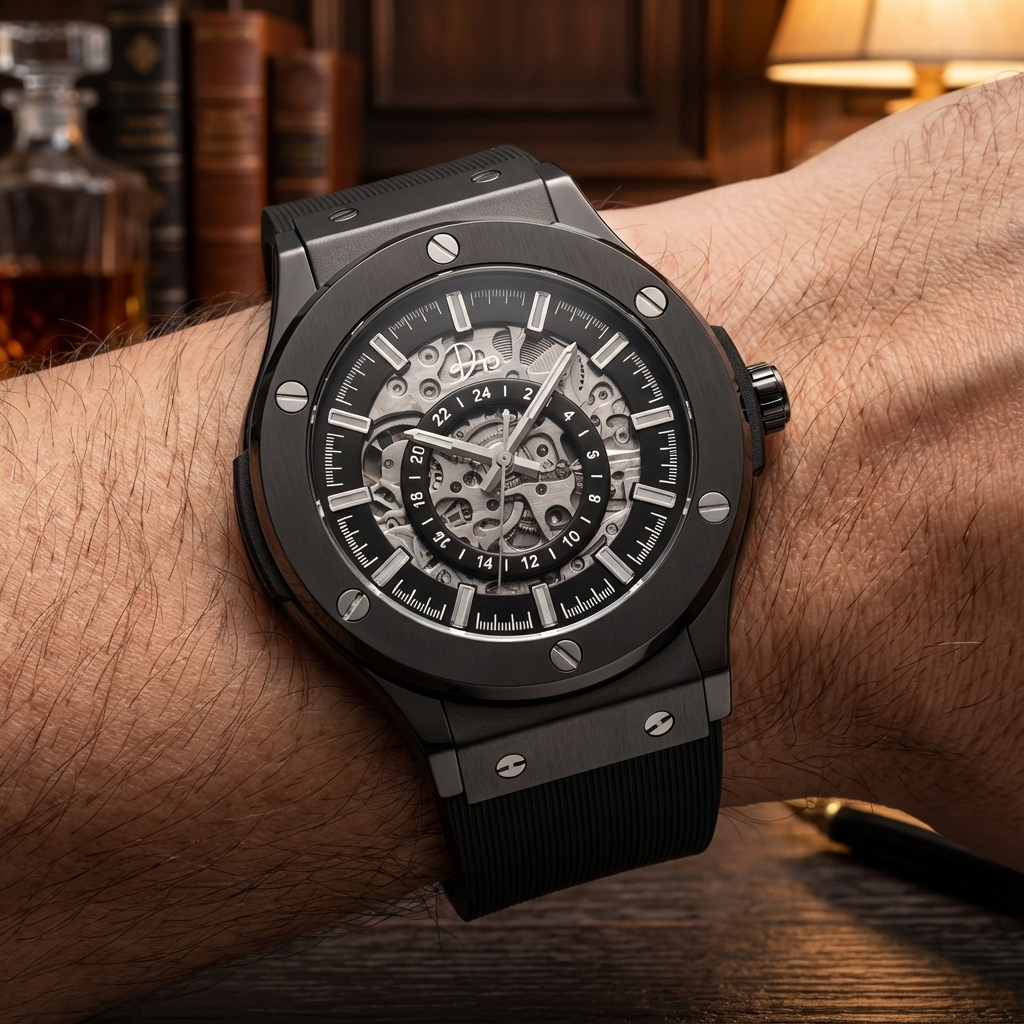 Reloj esqueleto de acero inoxidable - El 199 Gunmetal de Dapper Watches