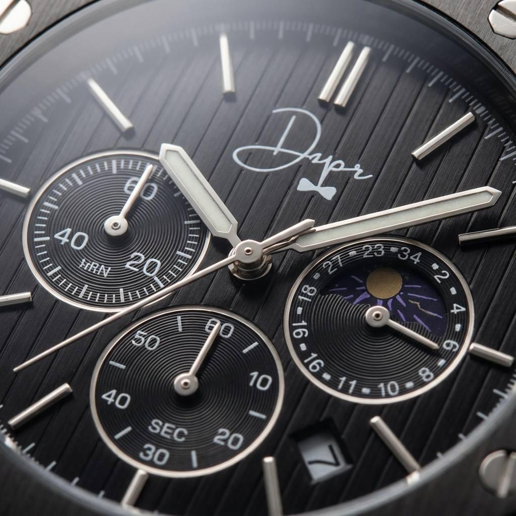 Reloj de Acero Inoxidable Negro - ChronoLunar Todo Negro de Dapper Watches