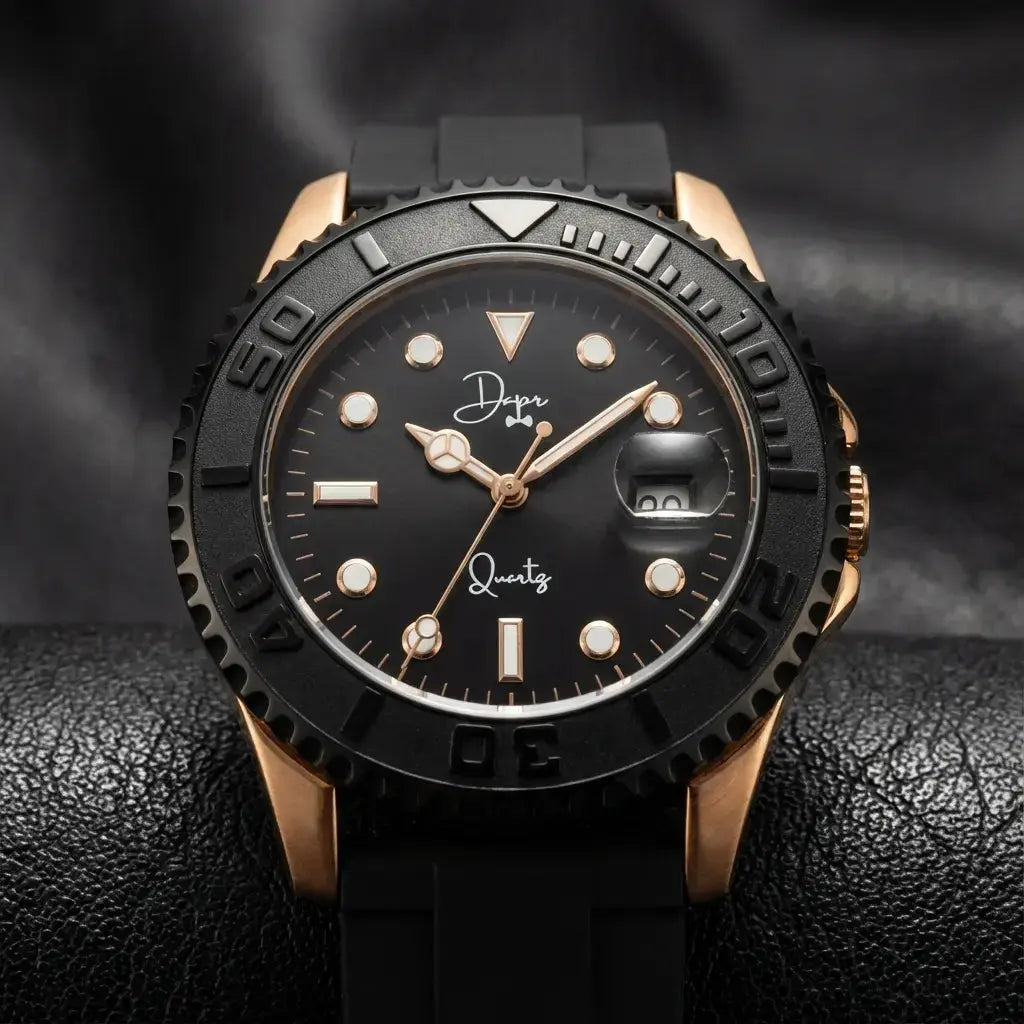 Reloj de Cuarzo Minimalista - La Edición Oro Rosa Noche Oscura