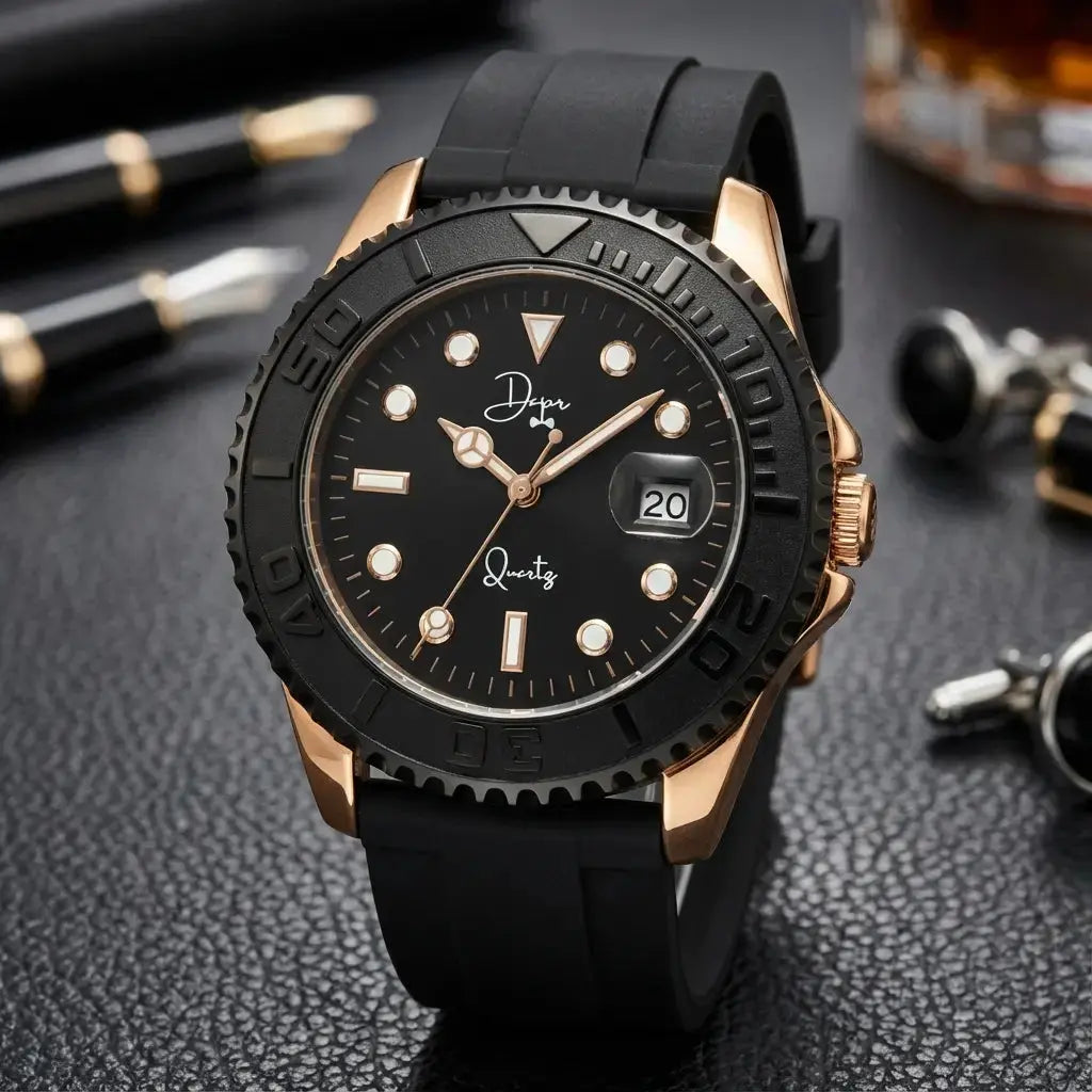 Reloj de Cuarzo Minimalista - La Edición Oro Rosa Noche Oscura