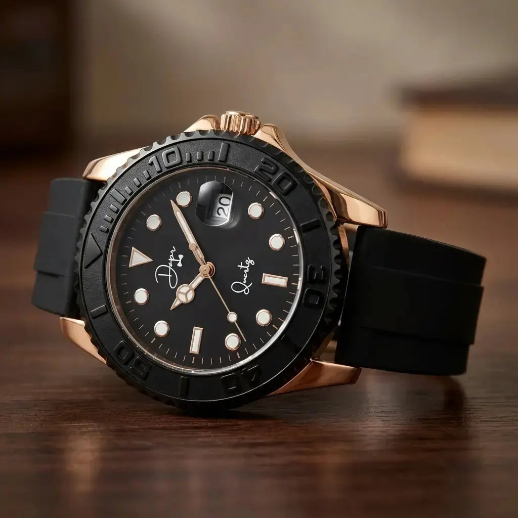 Reloj de Cuarzo Minimalista - La Edición Oro Rosa Noche Oscura